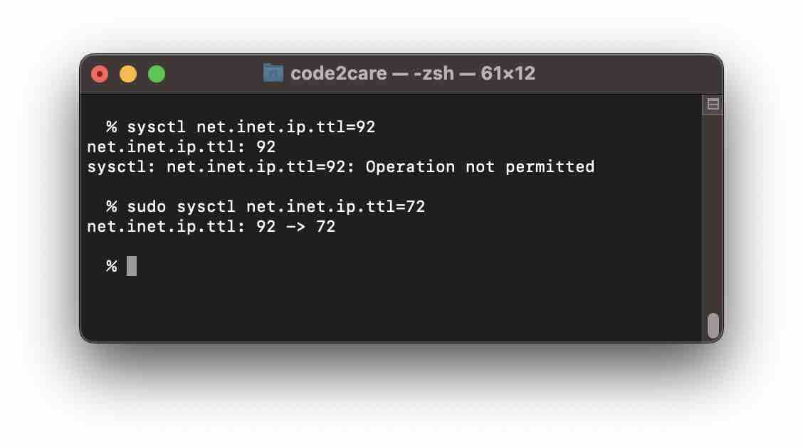 Change TTL for ping on macOS
